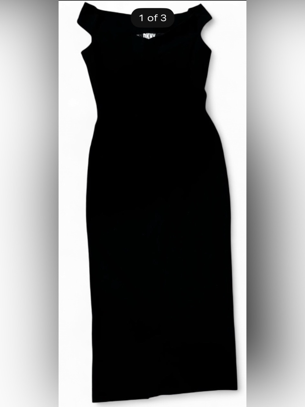 DKNY Black Midi Dress - Sleek Tailored Silhouette